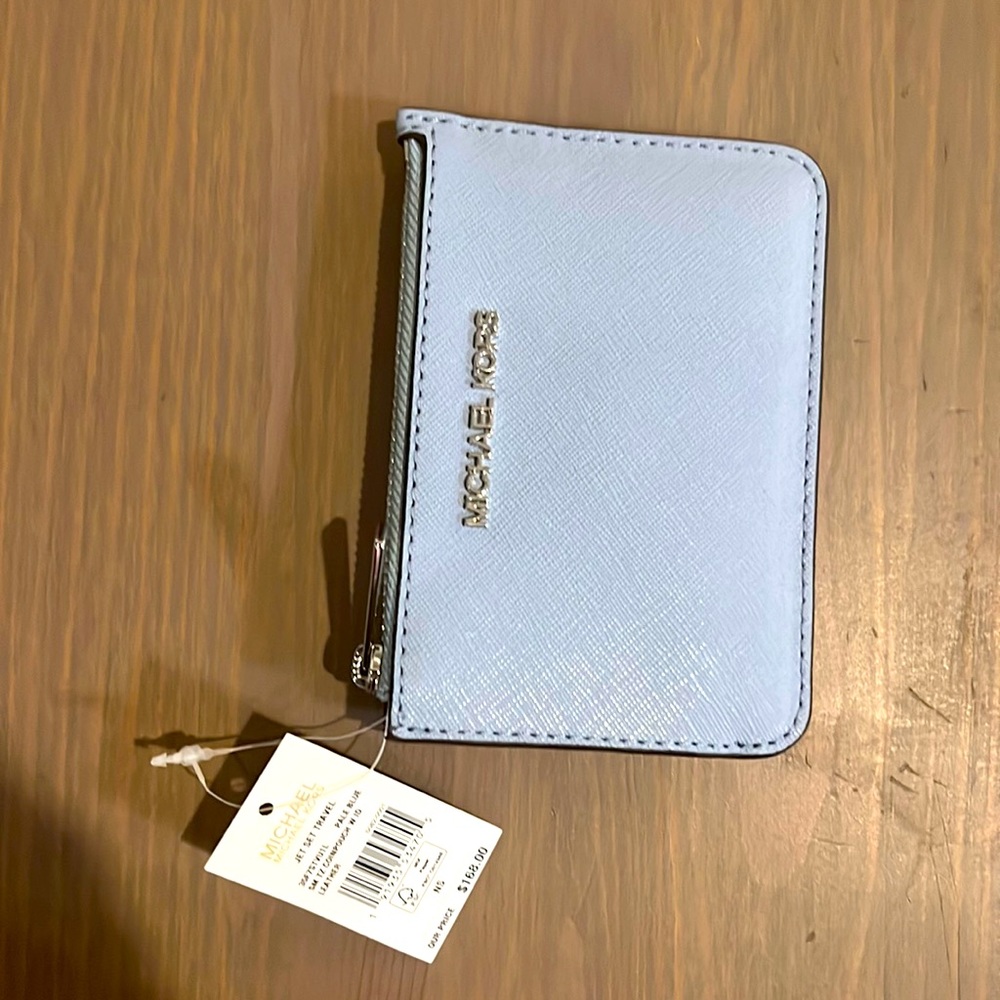 Michael Kors Zip Around Card Wallet Blue
